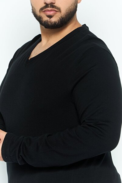 IKKS Men V-Neck Knitted Long Sleeve Sweatshirts, Black