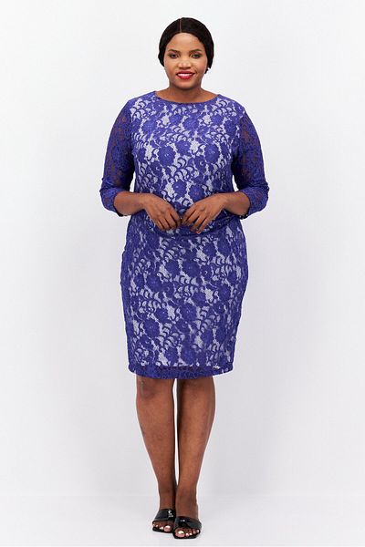 Kasper Women Lace Midi Dress, Blue