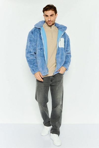 Liquor N Poker Men Textured Long Sleeve Full Zipper, Slate Blue