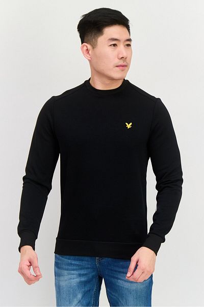 Lyle & Scott Men Crew Neck Long Sleeve Brand Logo Sweatshirt, Black