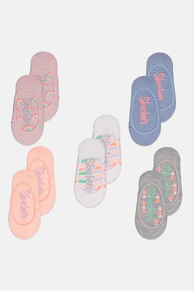 SKECHERS Kids Girl 5 Pairs Super Low Liner Socks, Pink