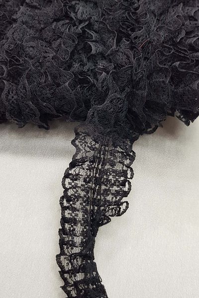 Hayalperest boncuk Μαύρο Δαντελένιο Βολάν Διπλής Όψης 4 cm