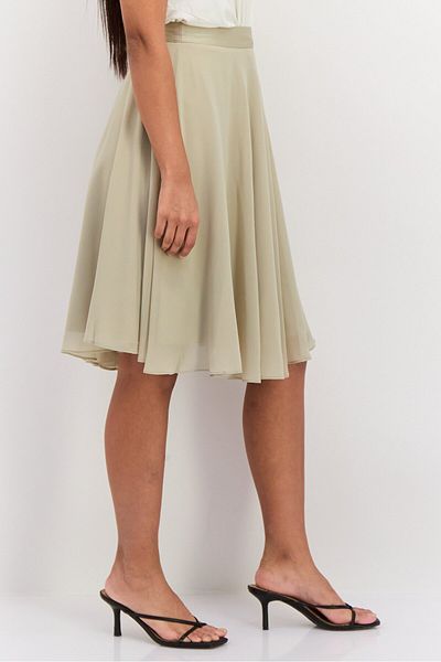 Esprit Women Plain Flare Skirt, Dusty Green