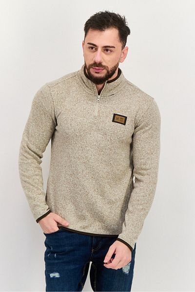 Hurley Men Textured Half Zip Sweater, Heather Grey Combo