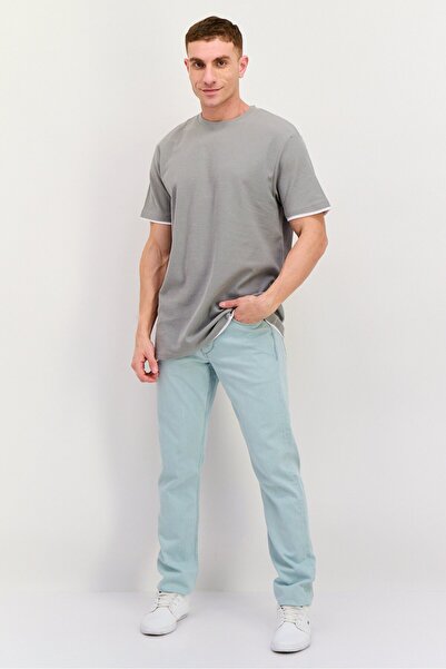 Threadbare Men Crew Neck Short Sleeve Textured T Shirt, Grey