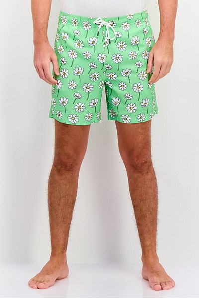 Mr.Swim Men Allover Printed 6,5 Inseam Board Shorts, Green Combo