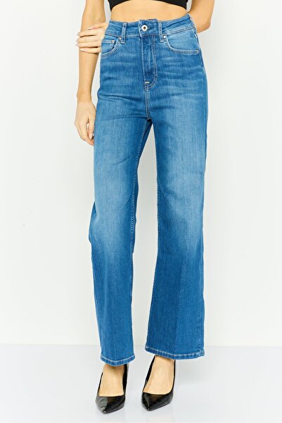 Pepe Jeans بنطلون جينز نسائي بقصّة عادية وخصر مرتفع، أزرق