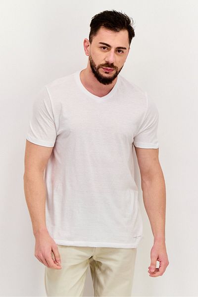 Kenneth Cole Men 3 Pcs V-neck Short Sleeves Plain T-shirt, White