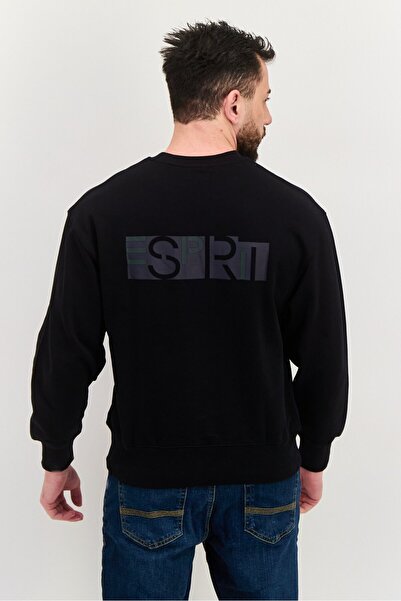 Esprit Men Crew Neck Solid Long Sleeves Sweatshirt, Black