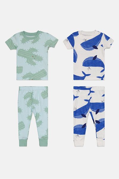 Carter's Toddlers Boy 4 Piece Short Sleeve Graphic Print Set, White