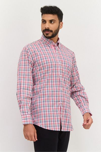 TailorByrd Men Regular Fit Micro Checkered Long Sleeve Casual Shirt, Multicolor