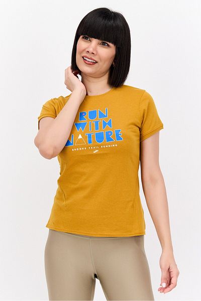 Brooks Women Sportswear Fit Short Sleeve Running Top, Mustard