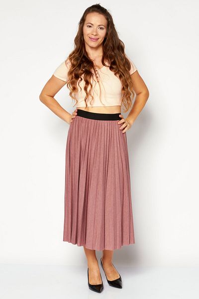 Esprit Women Plain Casual Pleated Skirt, Mauve