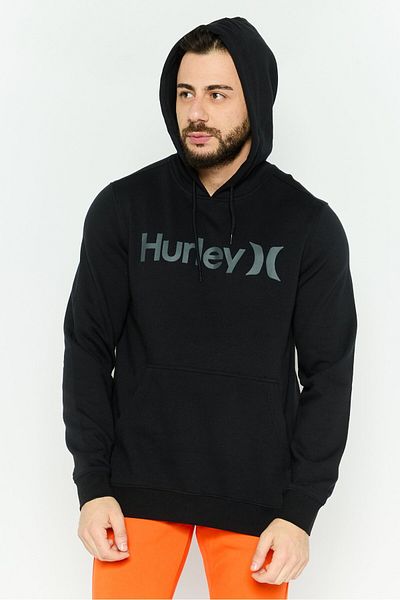 Hurley Men Hooded Long Sleeve Brand Logo Sweatshirt, Black