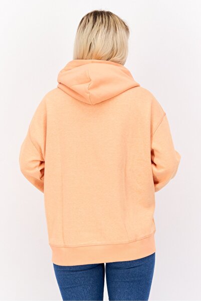 Esprit Women Solid Long Sleeve Fleece Hoodie, Light Orange