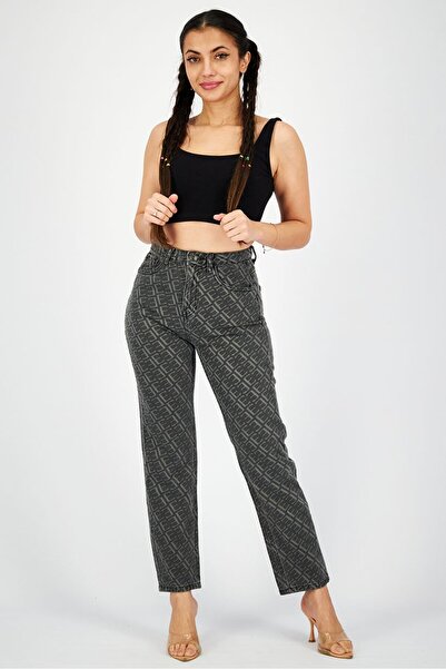 Don't Call Me Jennyfer Women Mom Fit Textured Stretchable Denim, Grey