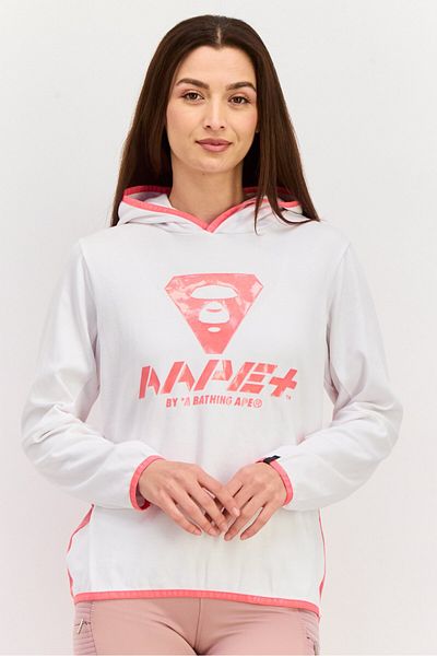 Aape By A Bathing Ape Women Brand Logo Long Sleeves Hooded Sweatshirt, White
