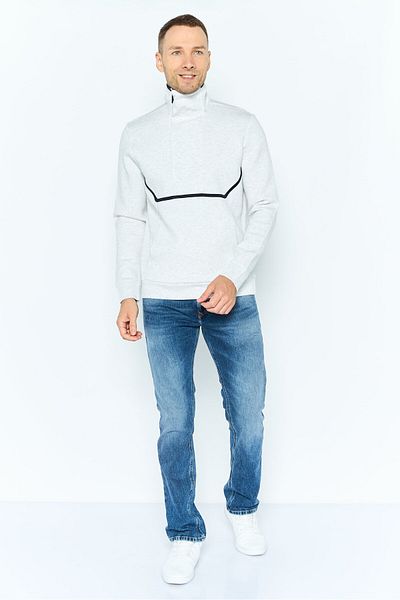 BOSS Men Mock Neck Heather Long Sleeves Sweatshirt, Light Grey
