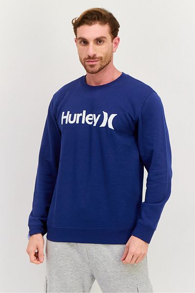 Hurley Men Sportswear Fit Long Sleeve Outdoor Sweatshirts, Navy Blue