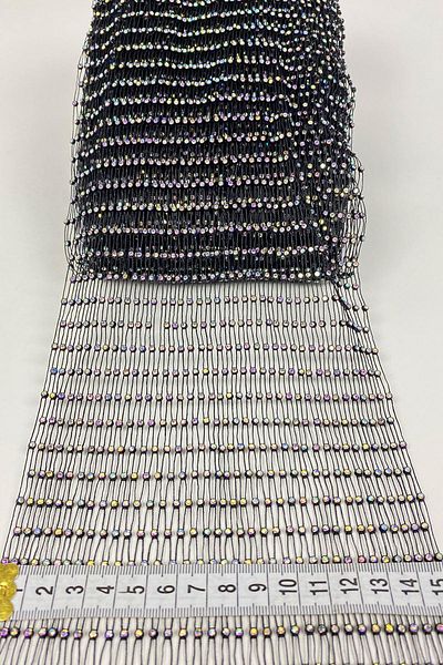 Hayalperest boncuk Janjanlı Lycra Flexible Stone Mesh Ribbon