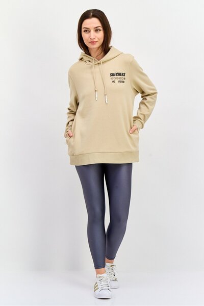 SKECHERS Women Sportswear Fit Long Sleeves Outdoor Sweatshirt, Beige