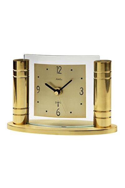AMS Table Clock 5131, Quartz, Gold, Analogue, Modern