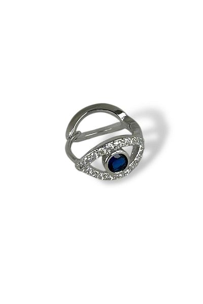 TAKIŞTIR Silver Colored Stone Detailed Surgical Ring - Tragus/ Cartilage Earring/ Piercing (Single)