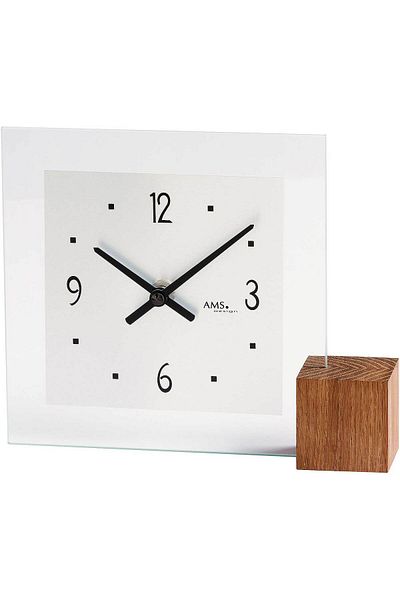 AMS Table Clock AMS 104, Quartz, Transparent, Analogue, Modern