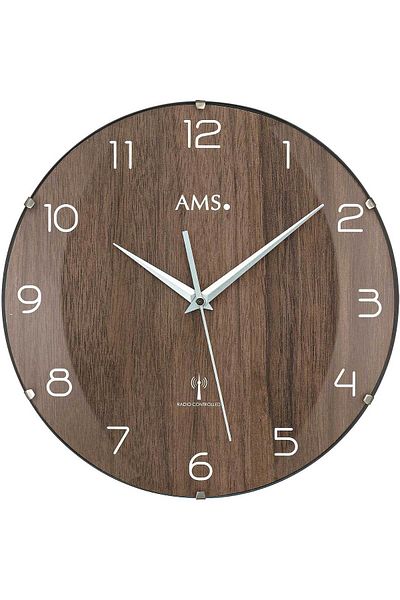 AMS Wall Clock 5558, Quartz, Brown, Analogue, Modern