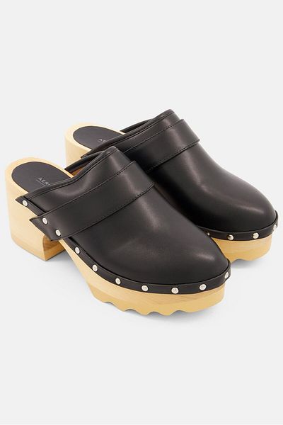 Aerosoles Women Medium Slip On Leather Clogs, Black