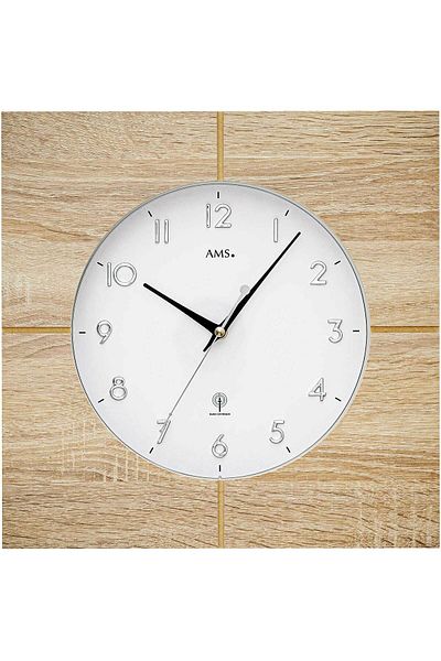 AMS Wall Clock 5545, Quartz, White, Analogue, Classic