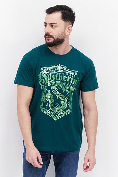 Harry Potter Men Crew Neck Short Sleeves Graphic Printed T-shirt, Green