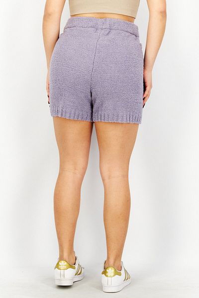 NA-KD Women Knitted High Waist Short, Dusty Blue