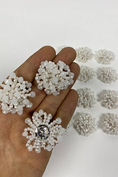 Hayalperest boncuk Kristal Boncuklu İşlemeli Broş Aplik