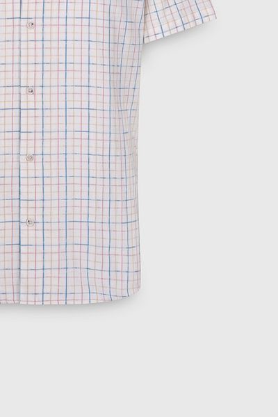 ALTINYILDIZ CLASSICS Ανδρικό πουκάμισο Ecru-Blue Slim Fit Slim Fit 100% βαμβακερό Kuba γιακά ριγέ