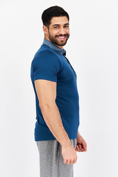 Asics Men Sportswear Fit Training Polo Shirt, Teal Blue