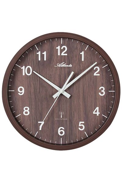 Atlanta Wall Clock 4438/20, Quartz, Brown, Analogue, Modern