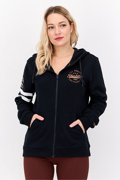 SKECHERS Women Sportwear Fit Graphic Long Sleeves Outdoor Hoodie, Black