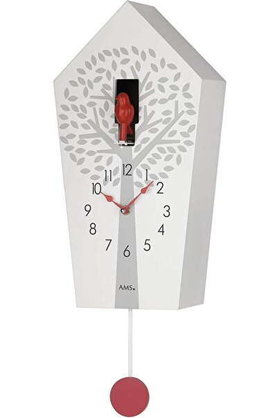 AMS Wall Clock 7286, Quartz, White, Analogue, Modern