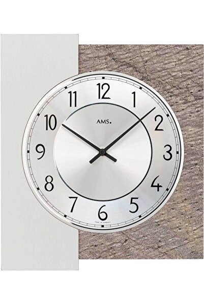 AMS Wall Clock 9580, Quartz, Silver, Analogue, Modern