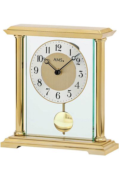 AMS Table Clock AMS 1143, Quartz, Gold, Analogue, Modern
