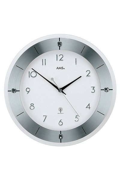AMS Wall Clock 5848, Quartz, White, Analogue, Modern
