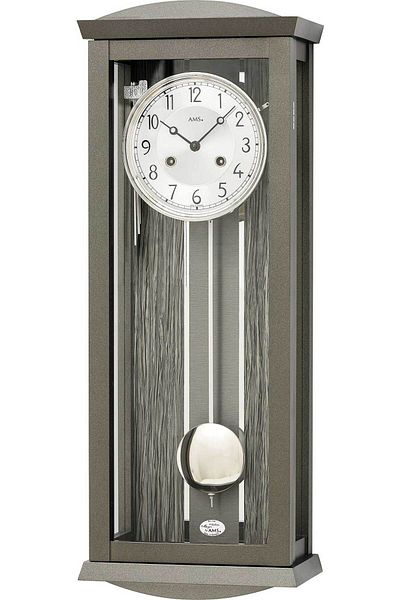 AMS Wall Clock 2748, Mechanical, Silver, Analogue, Modern