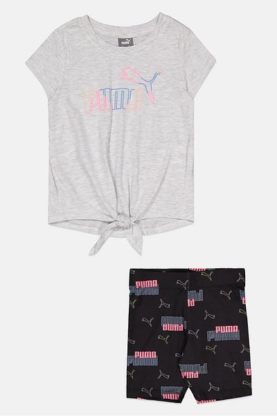 Puma Kids Girl 2 Pieces Sportswear Fit Tee And Short Set, Multicolor