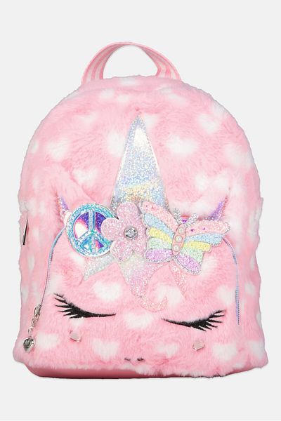 OMG Accessories Kids Girl Faux Fur Mini Backpack 24 H x 23 L x 9 W cm, Pink Combo