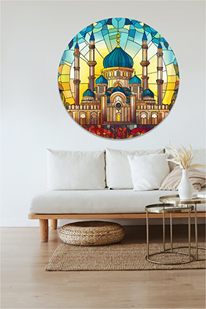 KOSS Dijital Autocolant rotund cu model de moschee, autocolant în formă rotun...