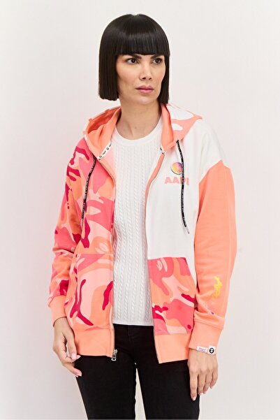 Aape By A Bathing Ape سويت شيرت نسائي بغطاء رأس وأكمام طويلة وشعار العلامة ال...