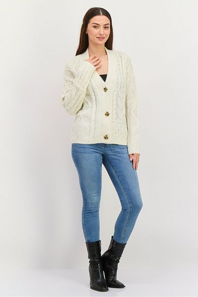 Dex Women Cable Knitted Cardigan, White