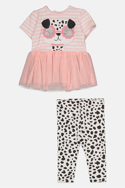 Lily & Jack Toddlers Girl 2 Pieces Textured Dress And Bottom Set, Pink