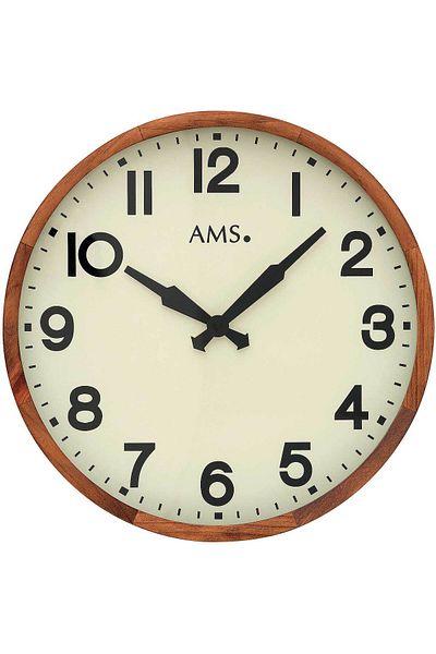 AMS Wall Clock 9535, Quartz, Cream, Analogue, Classic